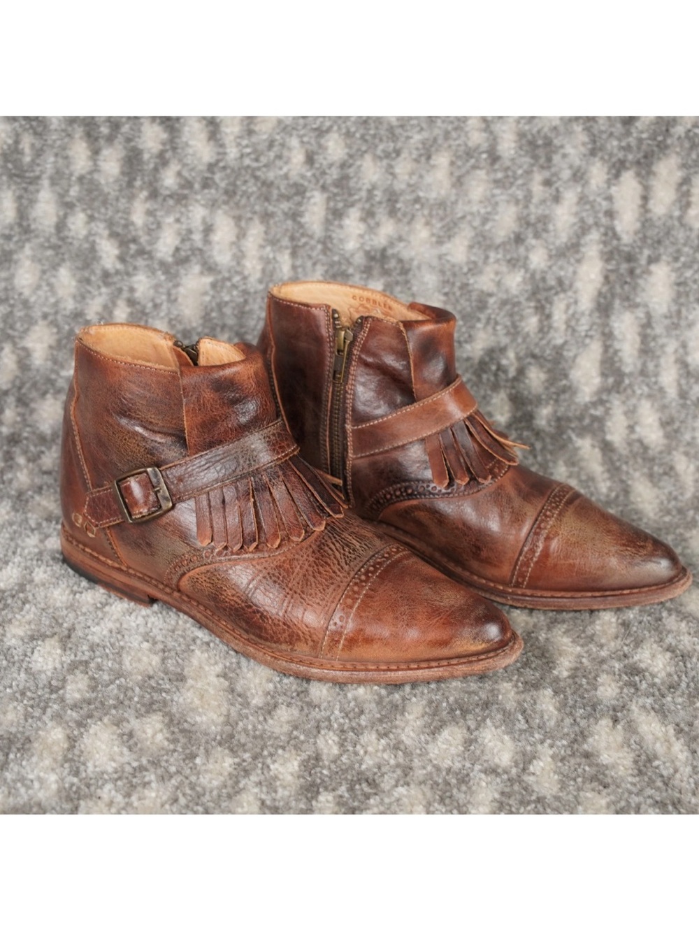 Bed Stu Cobbler Ankle Bootie With Fringe Women’s US8 Brown Leather Inside & Out - Picture 4 of 15